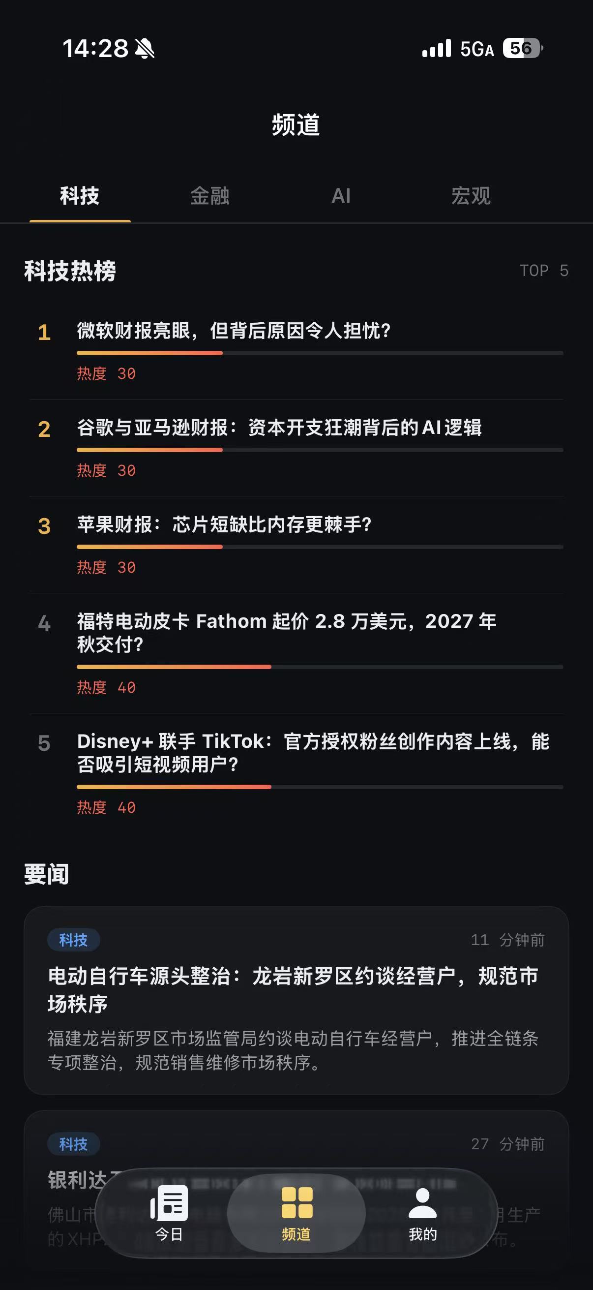 热读频道页面